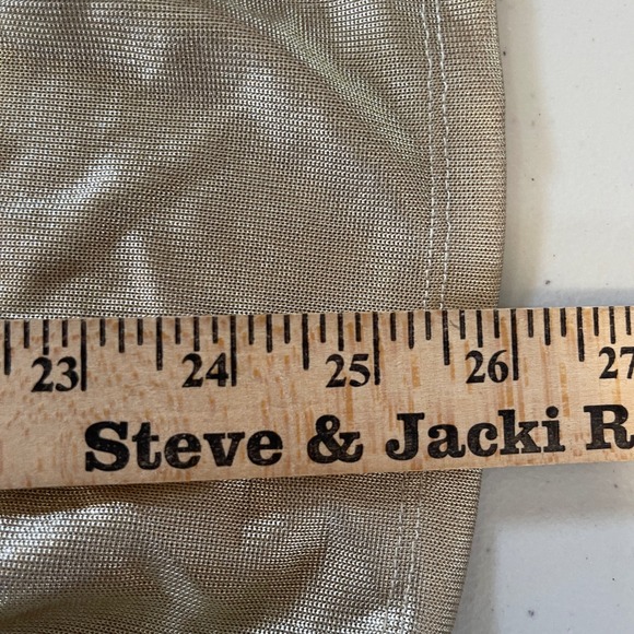 M by Rebecca Minkoff Womne's XL Mock Neck Gold Metallic Sleeveless Blouse Ruched - Picture 11 of 12